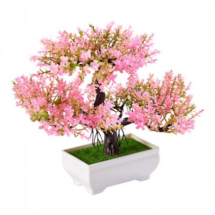 Umělá kvetoucí bonsaj, růžové květy