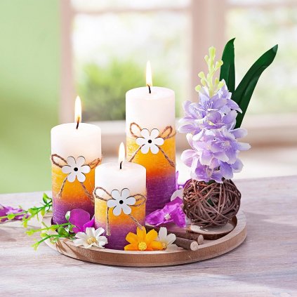 Dekorační sada se svíčkami Květinová romance
