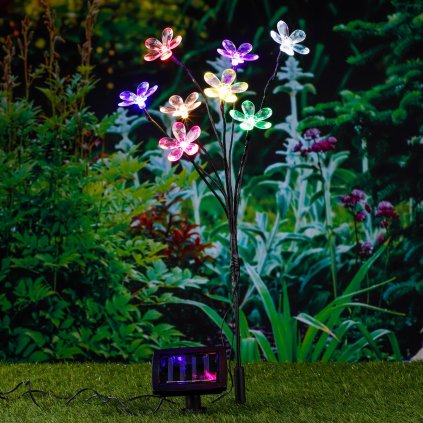 LED Solární zahradní zápich Květy, barevné