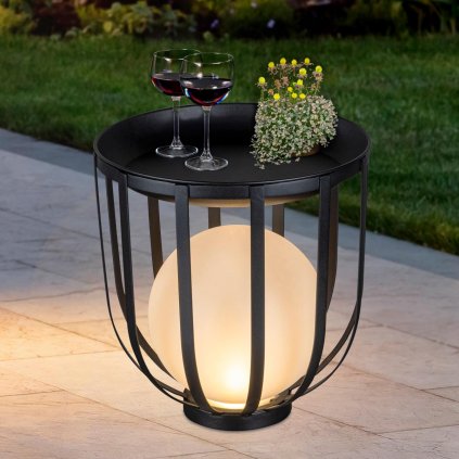 Zahradní stolek s LED kulovou lampou