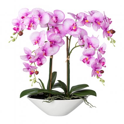 Umělá orchidej v keramické misce, 53 cm