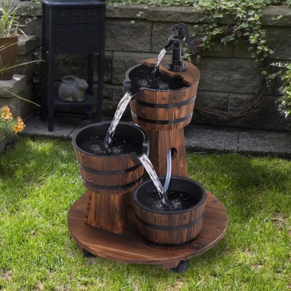 Zahradní kaskádová fontána, 3 dřevěná vědra