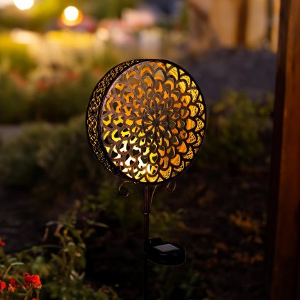  LED solární zahradní zápich Bronzový květ