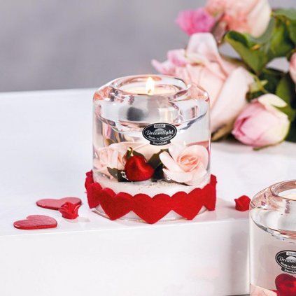 Dekorativní skleněný svícen na čajovou svíčku Valentina, 7 x 8 cm