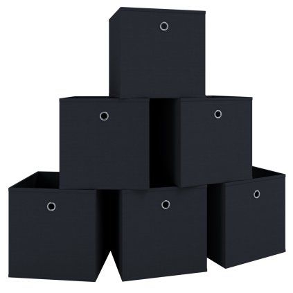Skládací úložná krabice Boxas, 6 ks, černá