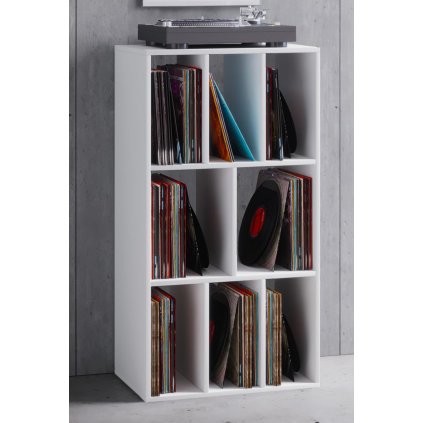 Regál na vinylové desky Schaltino, bílý