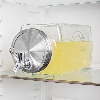 Skleněná nádoba s kohoutkem na nápoje do ledničky, 3,8 l