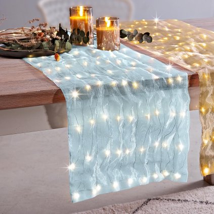 LED dekorační textilie Glamour, světle modrá