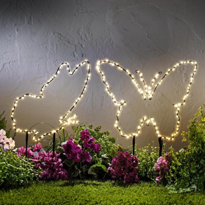 LED zahradní zápichy Motýli, sada 2 ks