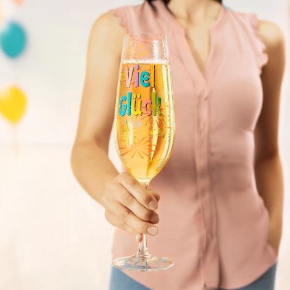 XXL sklenice na sekt Hodně štěstí, 740 ml