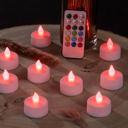 LED čajové svíčky se změnou barvy, 10 ks