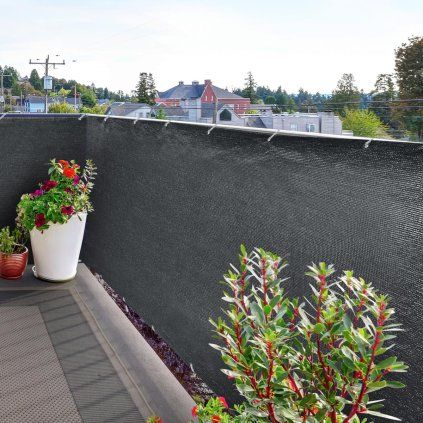 Zástěna na balkon, tmavě šedá