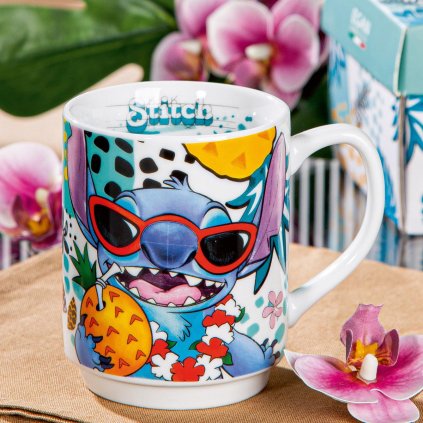Porcelánový hrnek Stitch, bílý