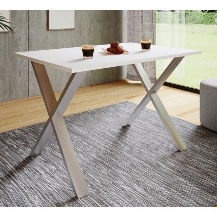 Jídelní stůl Xona 110x80 X-nohy, bílý