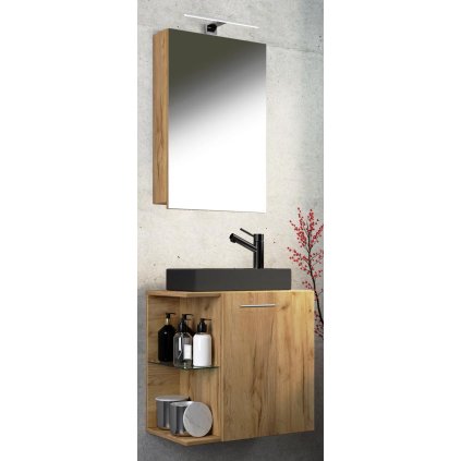 Koupelnová sestava Hausa, dub medový/černá