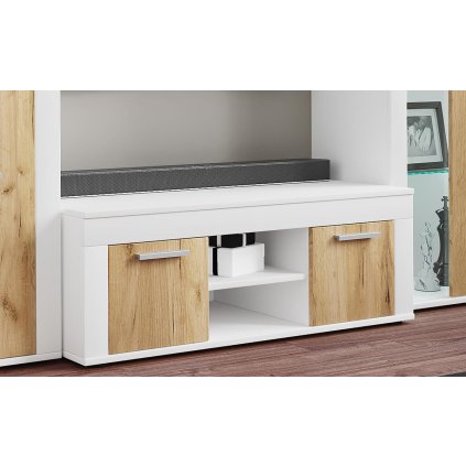 TV stolek Usilo L, bílá/dub
