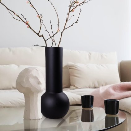 Keramická váza Tradium, matná černá, kulatá dole