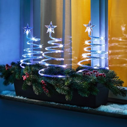 LED Dekorace Vánoční stromek, 3 ks