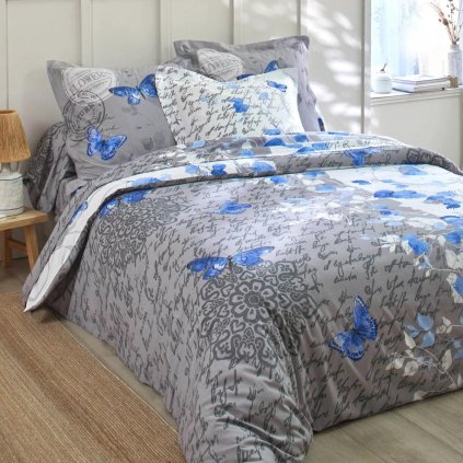 Bavlněné povlečení Celestine zn. Colombine®, modrá/šedá, 140 x 200 cm