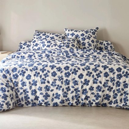 Bavlněné povlečení Petúnie, modré, 140 x 200 cm