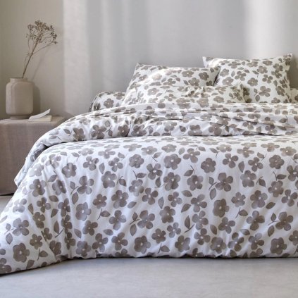 Bavlněné povlečení Petúnie, šedé, 140 x 200 cm