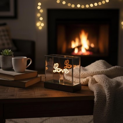 Skleněná dekorace Love, 15 x 14 cm