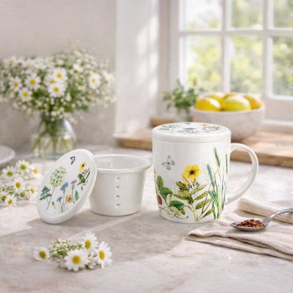 Porcelánová čajová sada Divoké květy, 300 ml