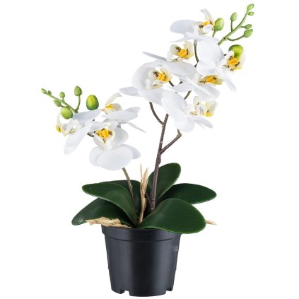Umělá orchidej 28cm, bílá