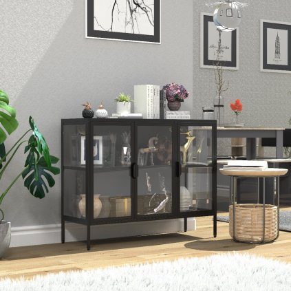 VCM Stojací vitrína „Floka L“, černá