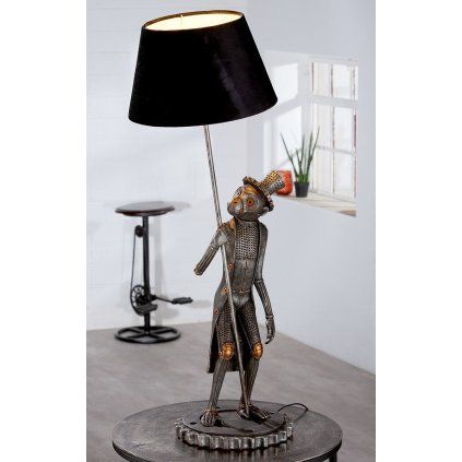 Stříbrná stolní lampa "Steampunk Monkey"