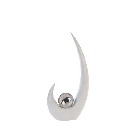 Bílá keramická dekorace Move, 37 cm