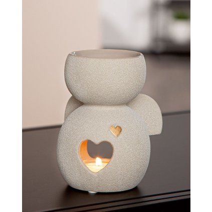 Aromalampa Andělé – keramická, šedá "Heart"