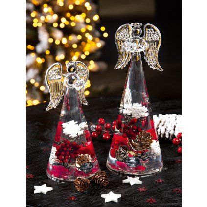 Skleněný anděl Winter Berries, 16 cm
