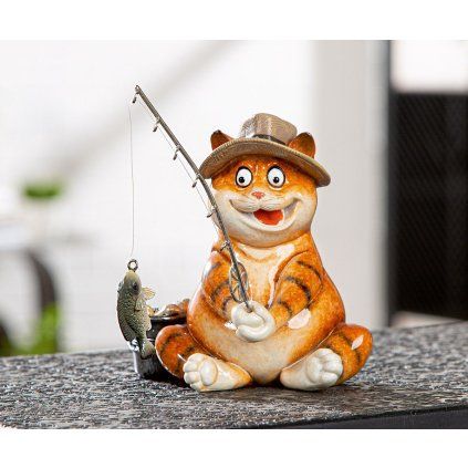 Figurka kočka rybářka "Fishing"