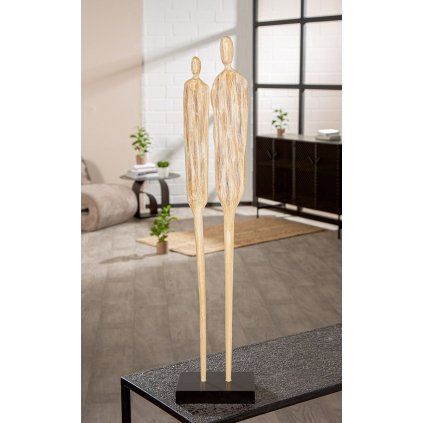 Dřevěná minimalistická socha Two, 67 cm