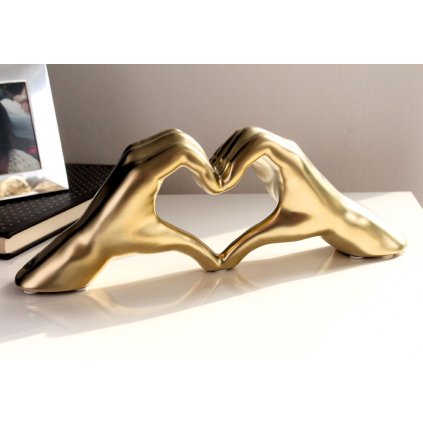 8389 keramicka dekorace srdce z rukou zlata