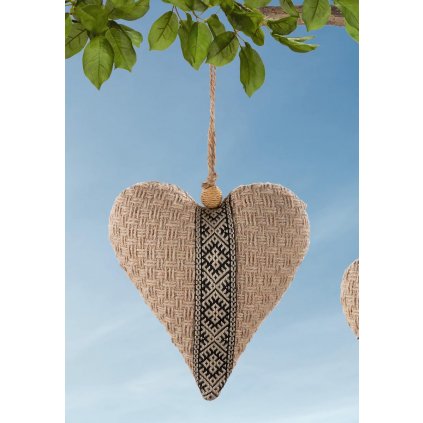 Textilní dekorace Srdce Trenza, 18 cm