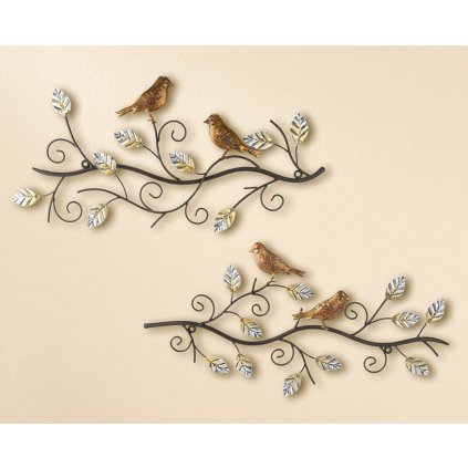 Kovová dekorace Ptáci, 1 ks