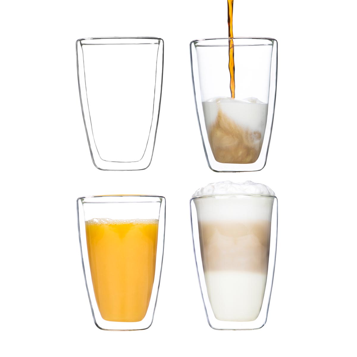 Haushalt International Dvoustěnná sklenice Latte Macchiato, 400 ml, 4 ks