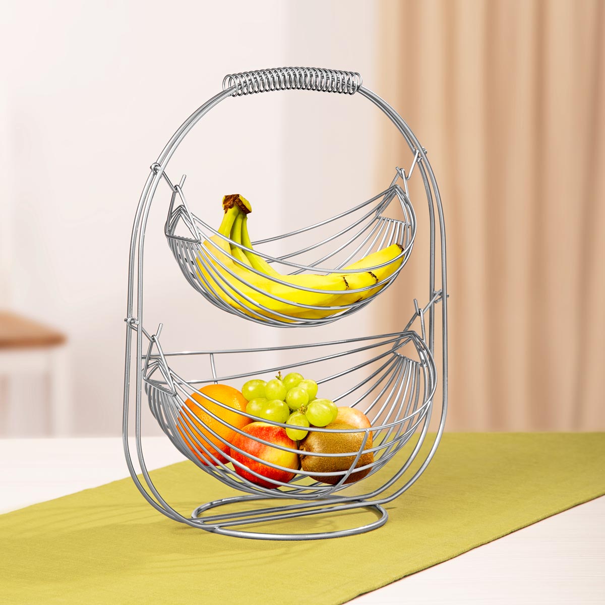 E-shop Die moderne Hausfrau Dvoupatrový kovový košík na ovoce Houpačka
