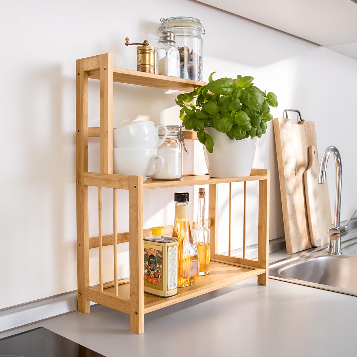Die moderne Hausfrau Bambusová kuchyňská police, třípatrová