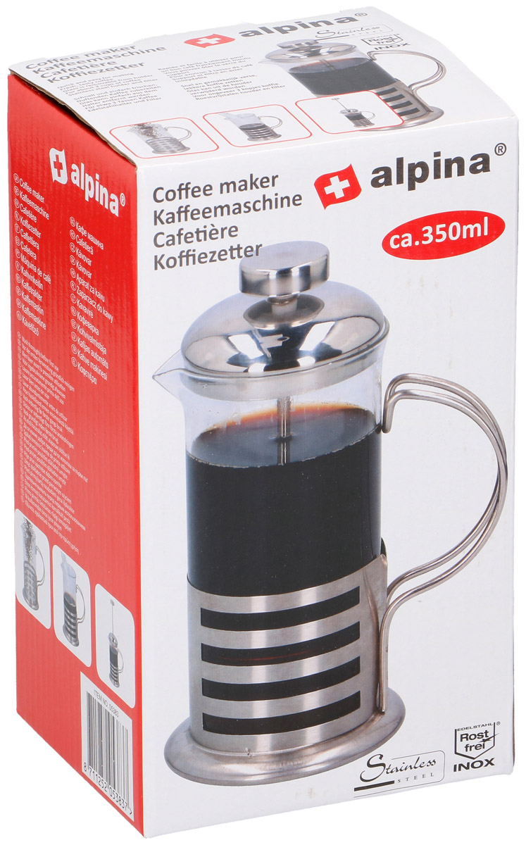E-shop Alpina Konvička na kávu French press 350 ml, nerez