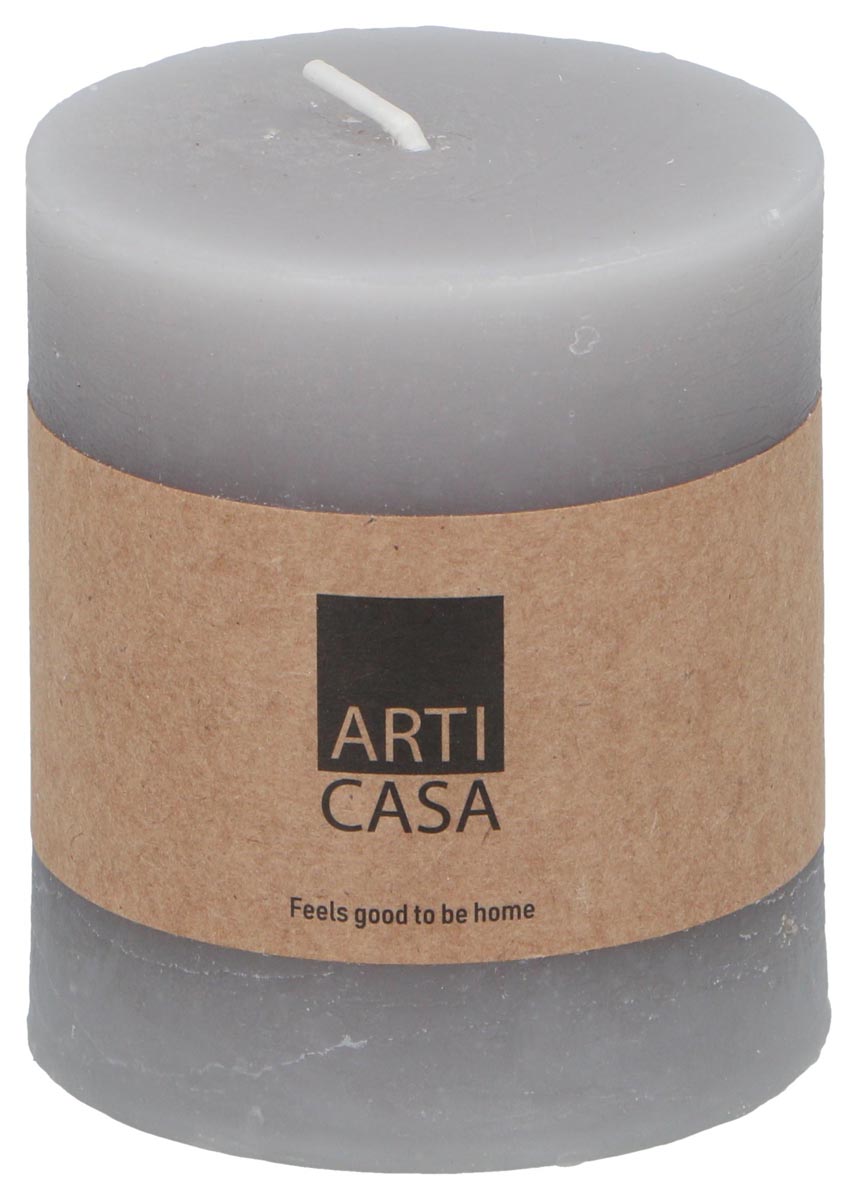 E-shop Sloupová svíčka Arti Casa, světle šedá, 7 x 8 cm