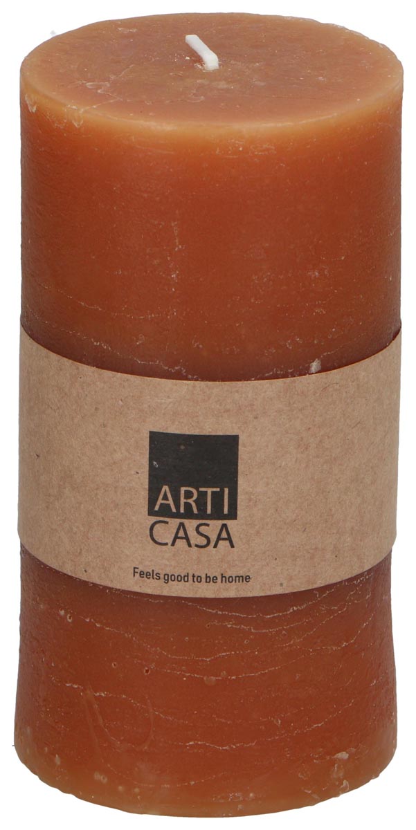 E-shop Sloupová svíčka Arti Casa, oranžová, 7 x 13 cm