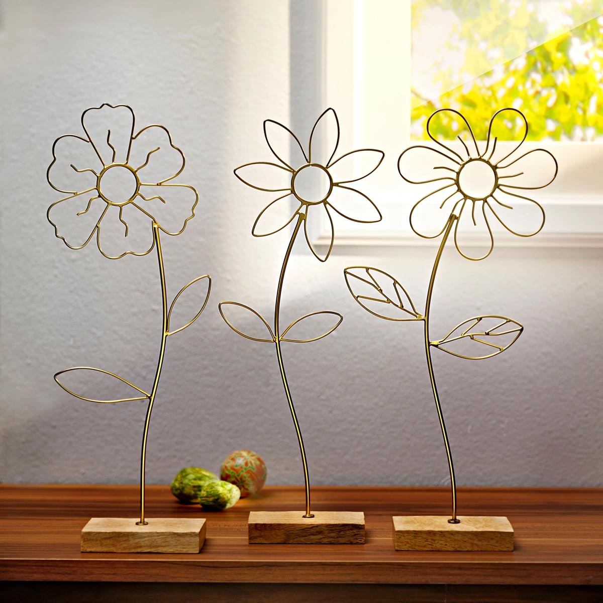 E-shop Weltbild Dekorativní kovové květiny Aura, sada 3 ks