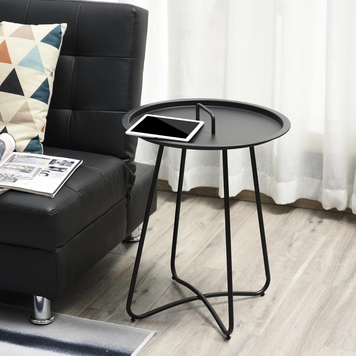 E-shop Outsunny Kovový odkládací stolek, Ø 46 cm