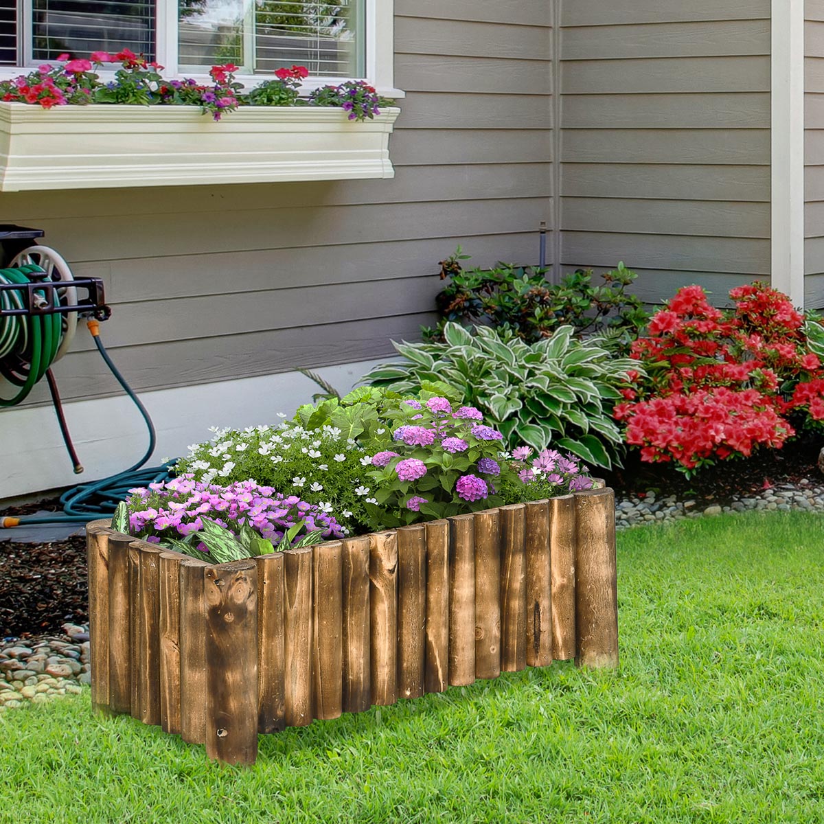 Outsunny Vyvýšený záhon z jedlového dřeva, přírodní barva