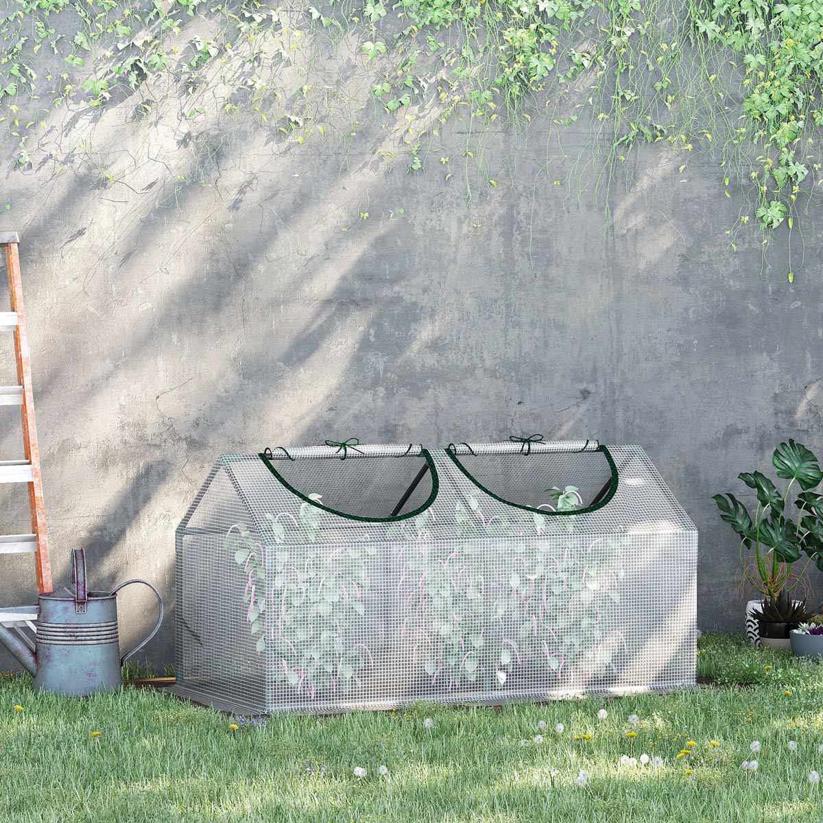 Outsunny Fóliovník se 2 okny, bílý, 119 x 60 x 60 cm