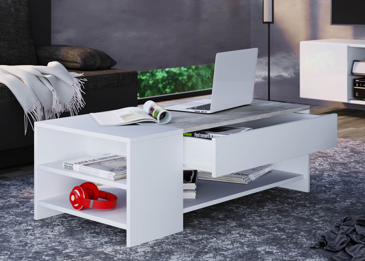 E-shop VCM Konferenční stolek Tindus, bílý a beton