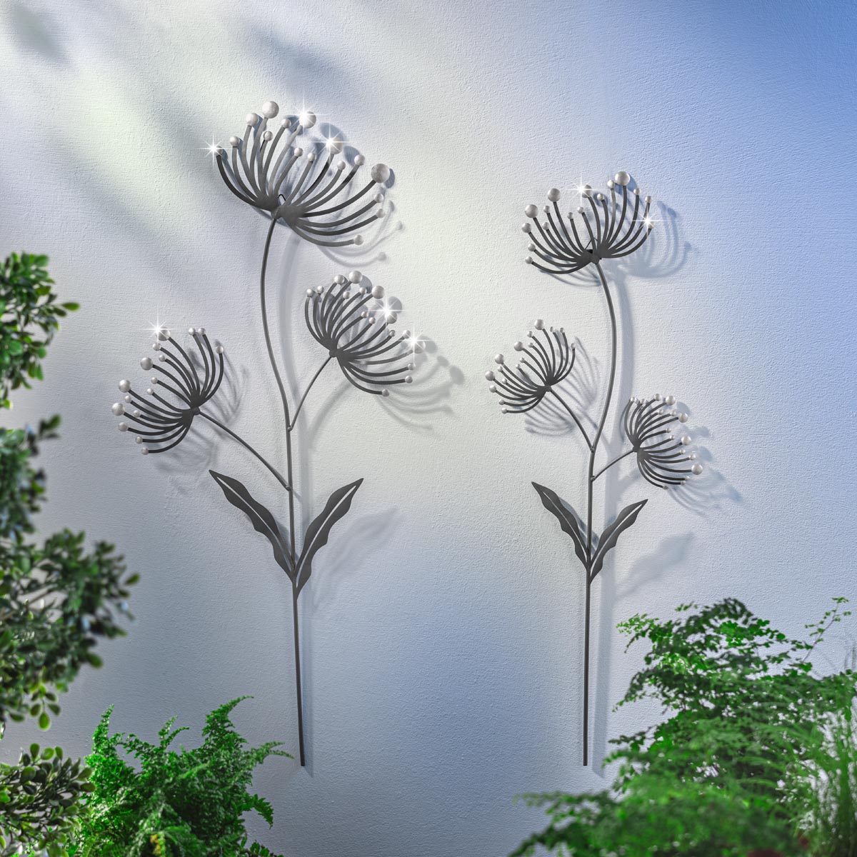 E-shop Weltbild Nástěnné kovové dekorace Květiny, sada 2 ks